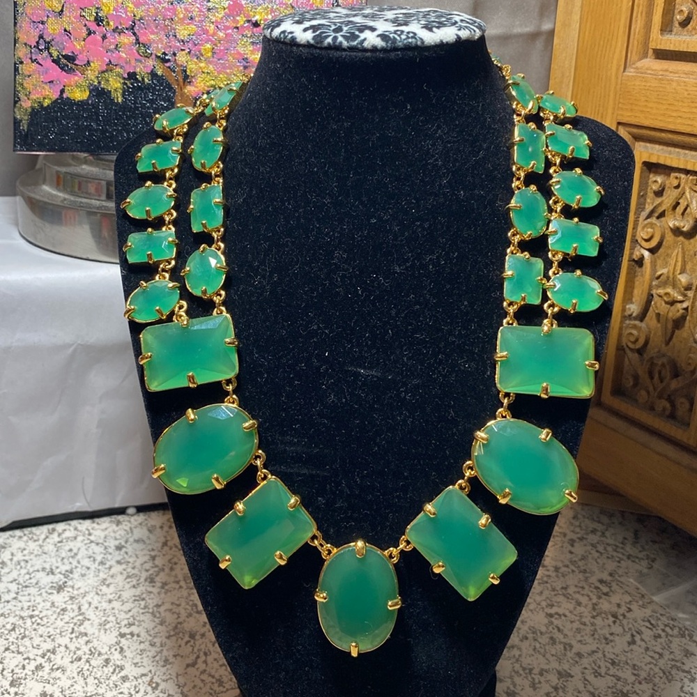 Glamorous Kate Spade Coated confetti Giverny Green Statement Collar Necklace